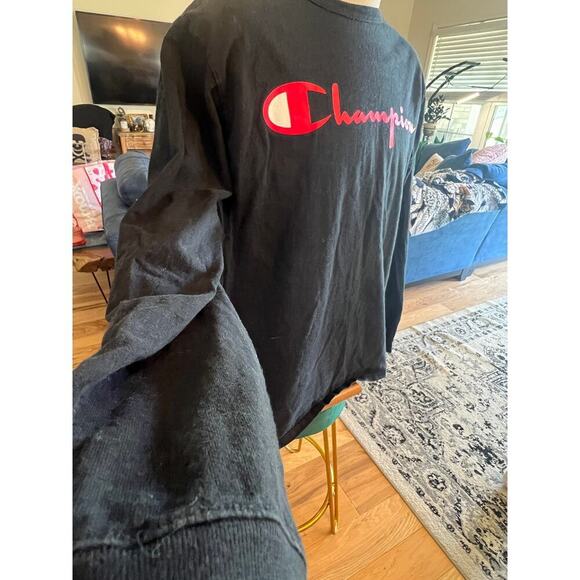 CHAMPION BLACK WITH RED LOGO TSHIRT MENS XL - Picture 4 of 7